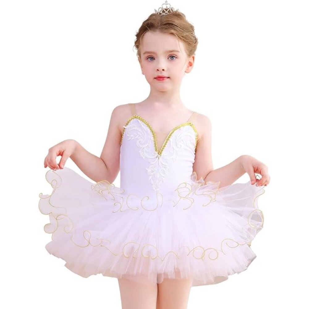 NWT Girls White Ballet Leotard Tutu for Ballerina Ballet SZ 7/8 years